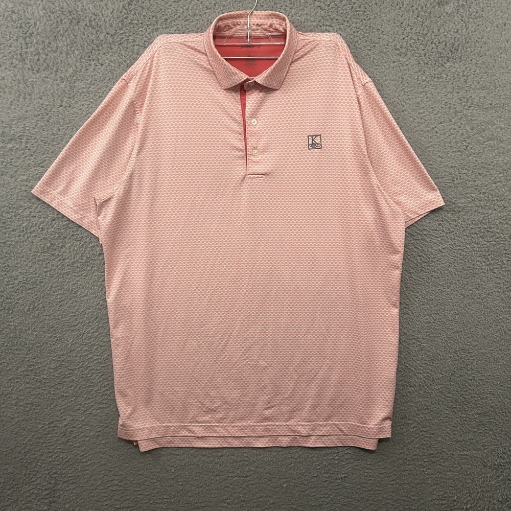Johnnie O Shirt Mens Large Red White Geometric‎ Polo Performance Stretch Golf